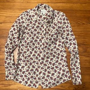 J. Crew Cotton Blue & Red Patterns on White Shirt